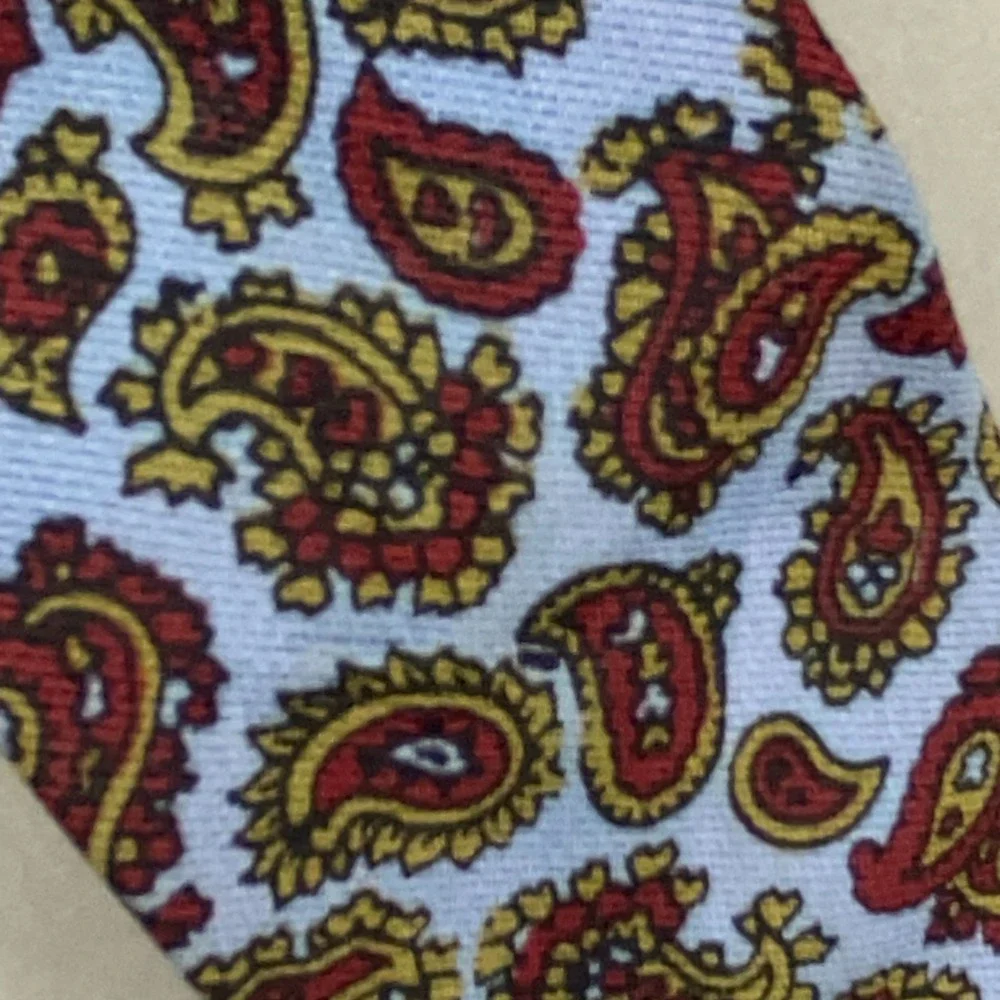 Haband Necktie Mens‎ Light Blue Red Gold Paisley VTG Pastel Graphic54.5x2.5